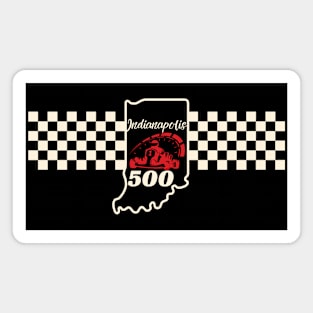 Indiana 500 Race Cars Checkered Speed Magnet